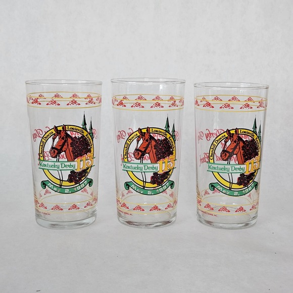 1987 Kentucky Derby Day at Hollywood Park Bar Glasses - Picture 1 of 4